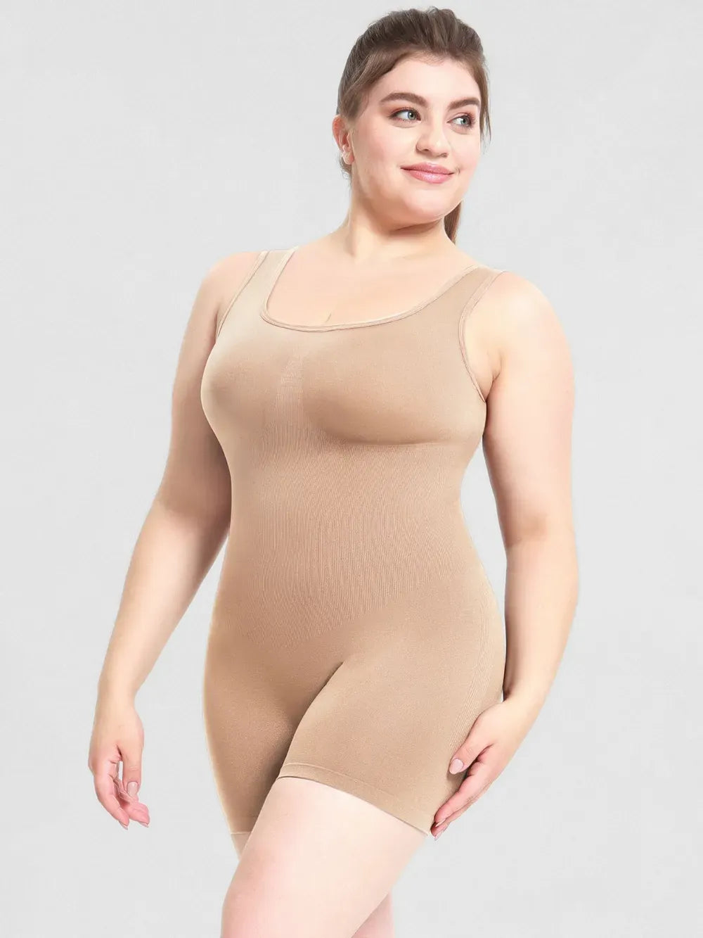 Fashorio Scoop Neck Wide Strap Shaping Romper