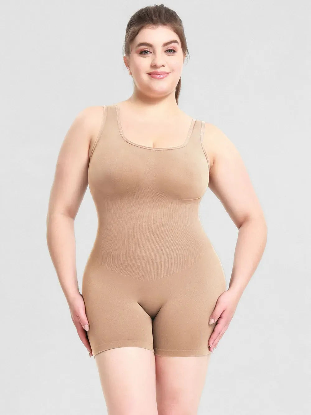 Fashorio Scoop Neck Wide Strap Shaping Romper