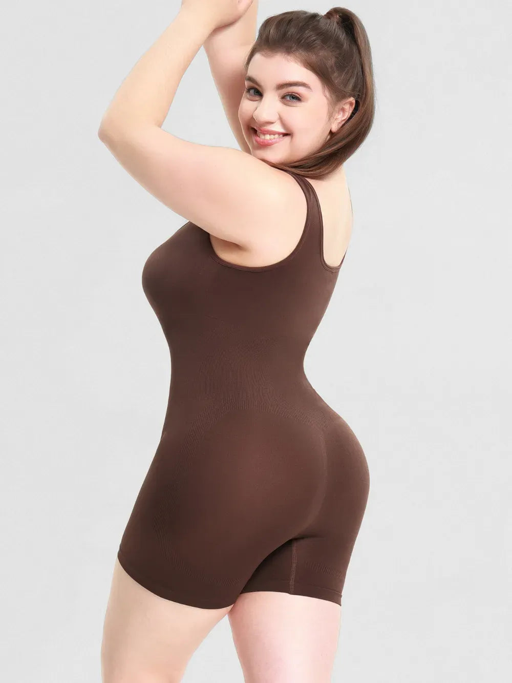 Fashorio Scoop Neck Wide Strap Shaping Romper