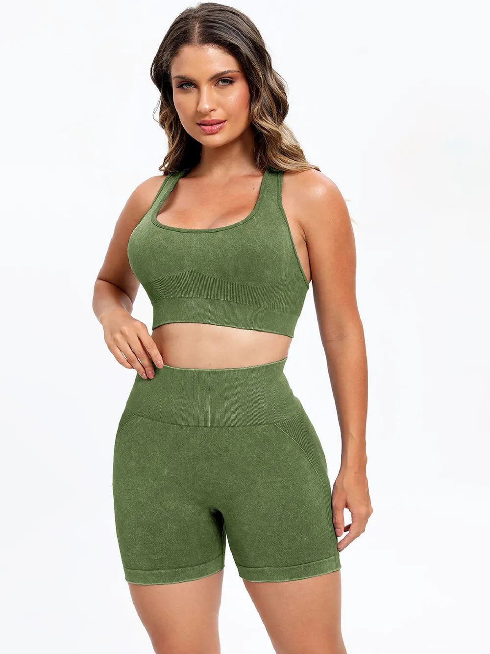 Fashorio Scoop Neck Wide Strap Top and Shorts Active Set