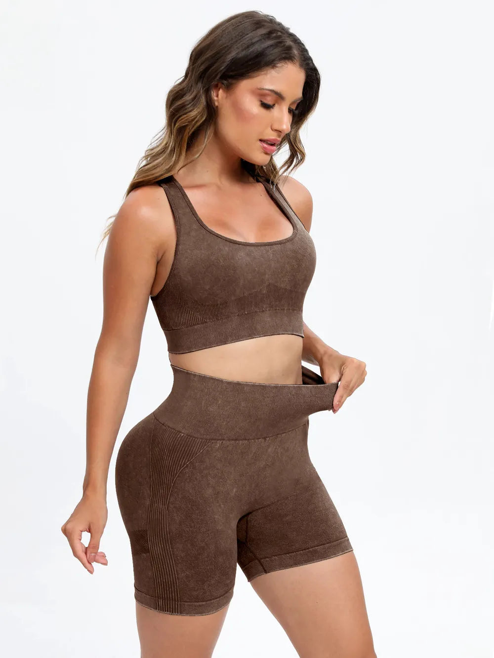 Fashorio Scoop Neck Wide Strap Top and Shorts Active Set