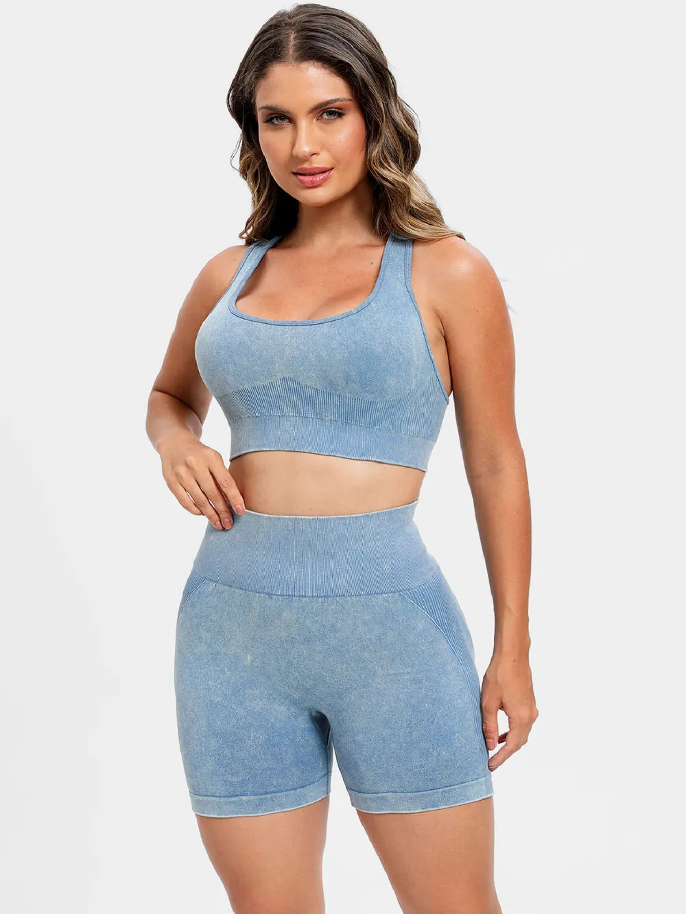 Fashorio Scoop Neck Wide Strap Top and Shorts Active Set