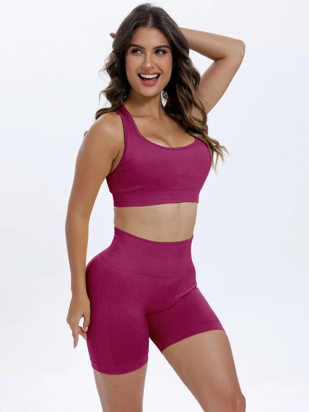 Fashorio Scoop Neck Wide Strap Top and Shorts Active Set