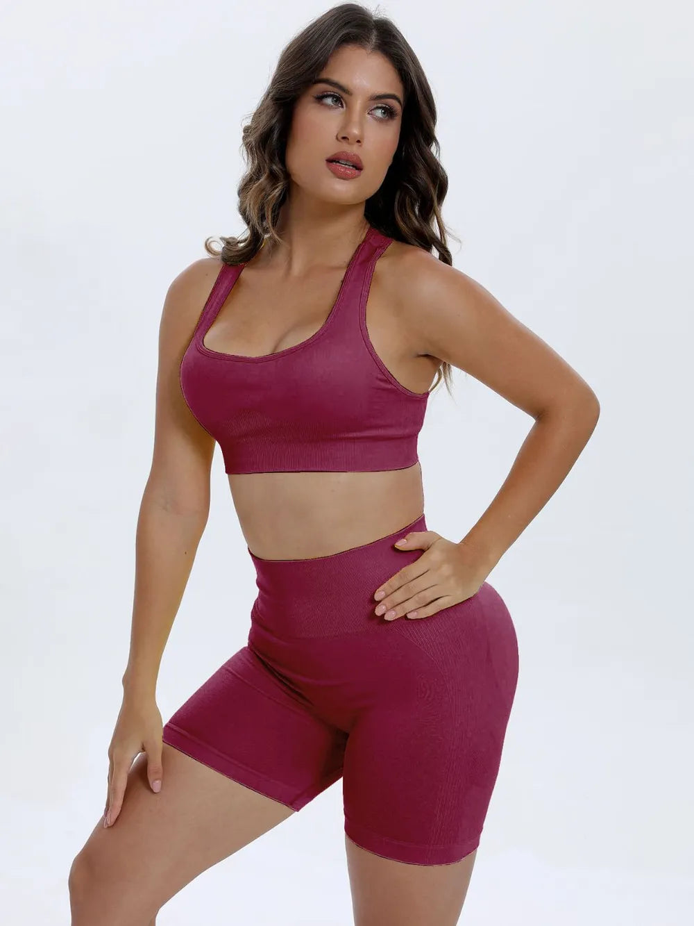 Fashorio Scoop Neck Wide Strap Top and Shorts Active Set