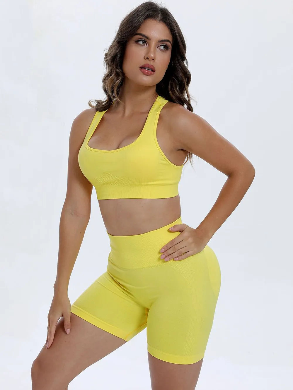 Fashorio Scoop Neck Wide Strap Top and Shorts Active Set
