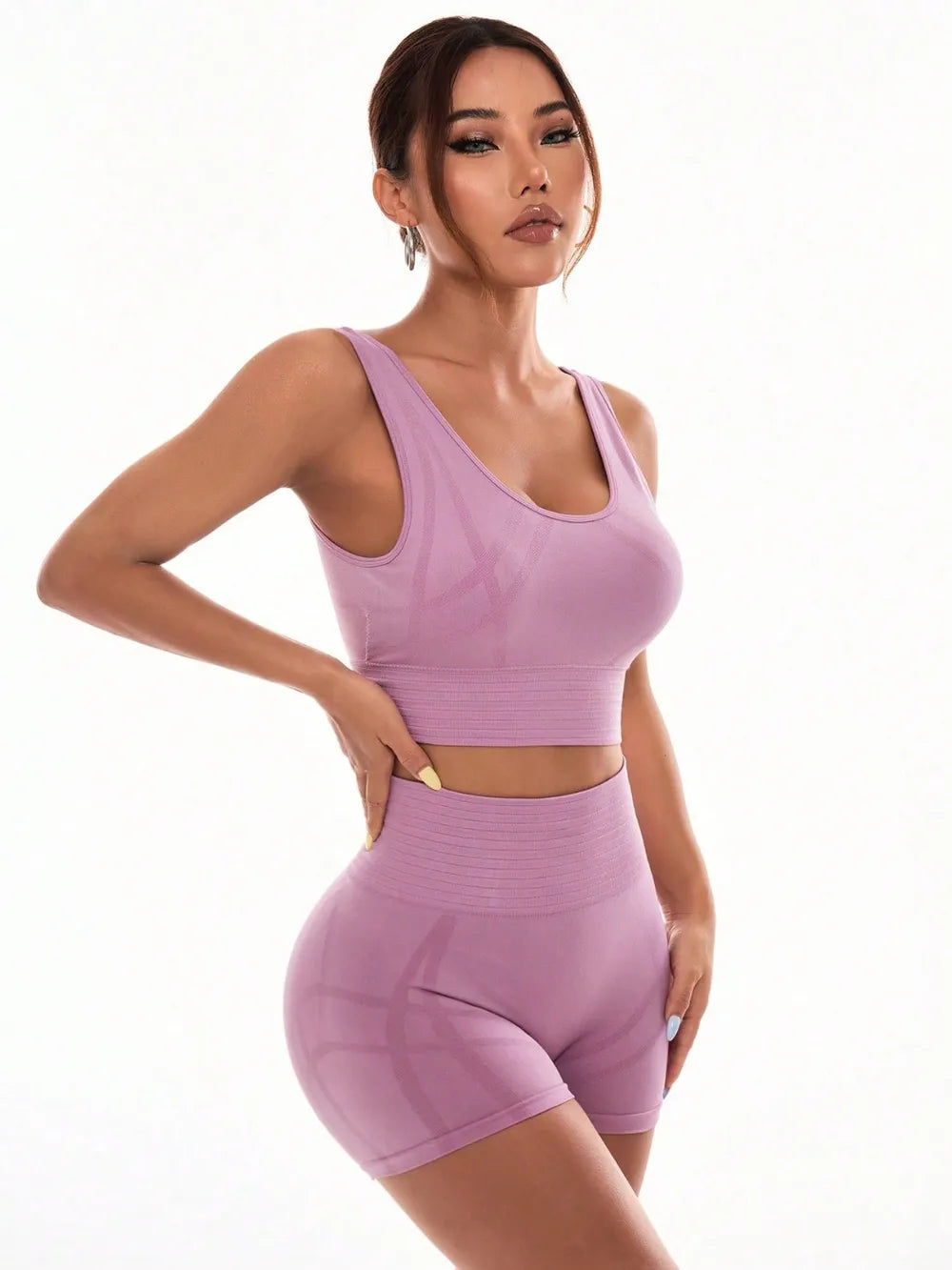 Fashorio Scoop Neck Wide Strap Top and Shorts Active Set