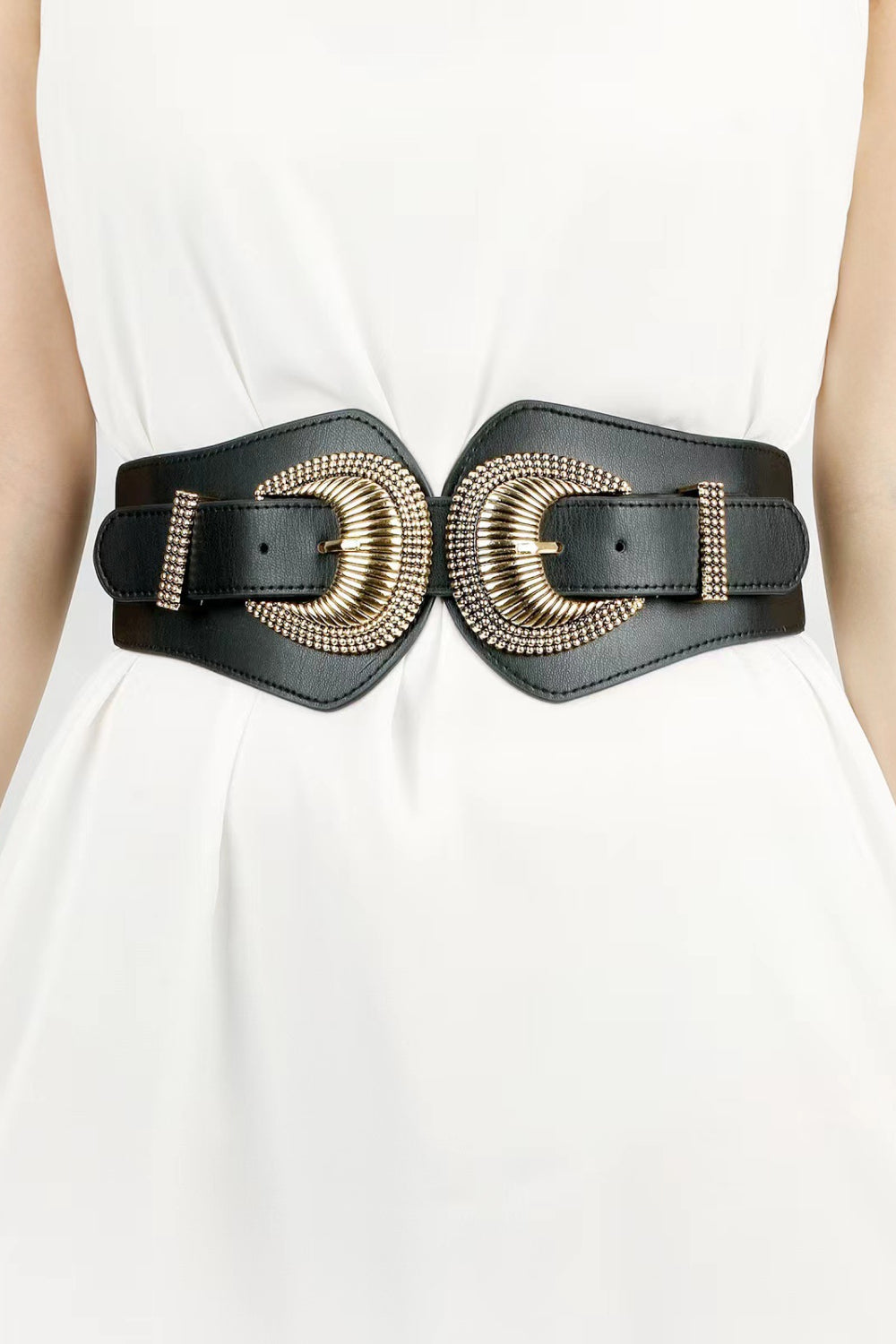 Fashorio Shell Double Buckle Elastic Wide Belt