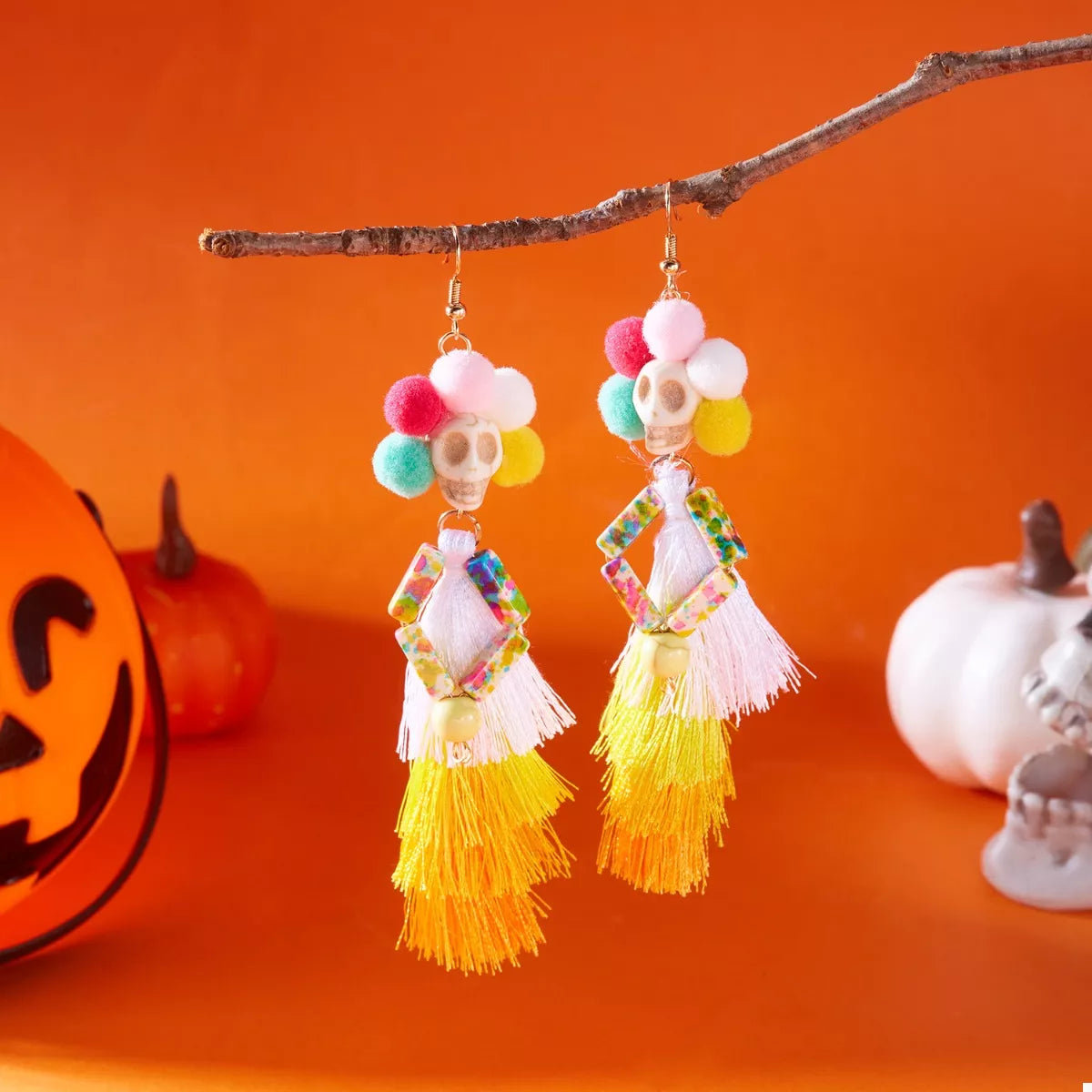 Fashorio Sherbet / One Size Halloween Ghost Tassel Drop Earrings