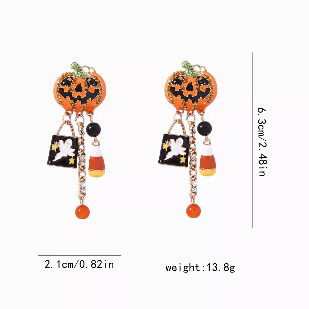 Fashorio Sherbet / One Size Halloween Pumpkin Ghost Dangle Earrings