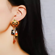 Fashorio Sherbet / One Size Halloween Pumpkin Ghost Dangle Earrings