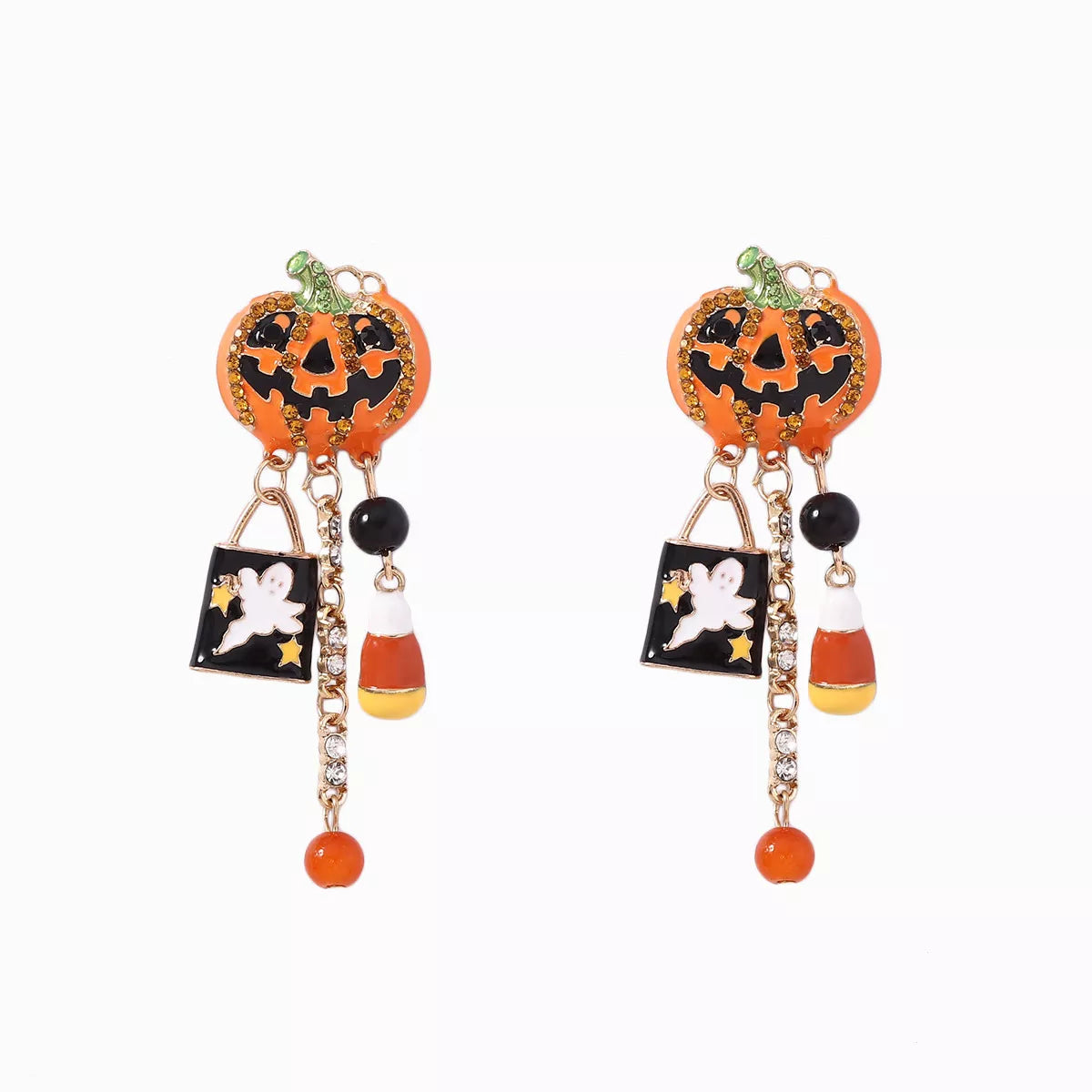 Fashorio Sherbet / One Size Halloween Pumpkin Ghost Dangle Earrings