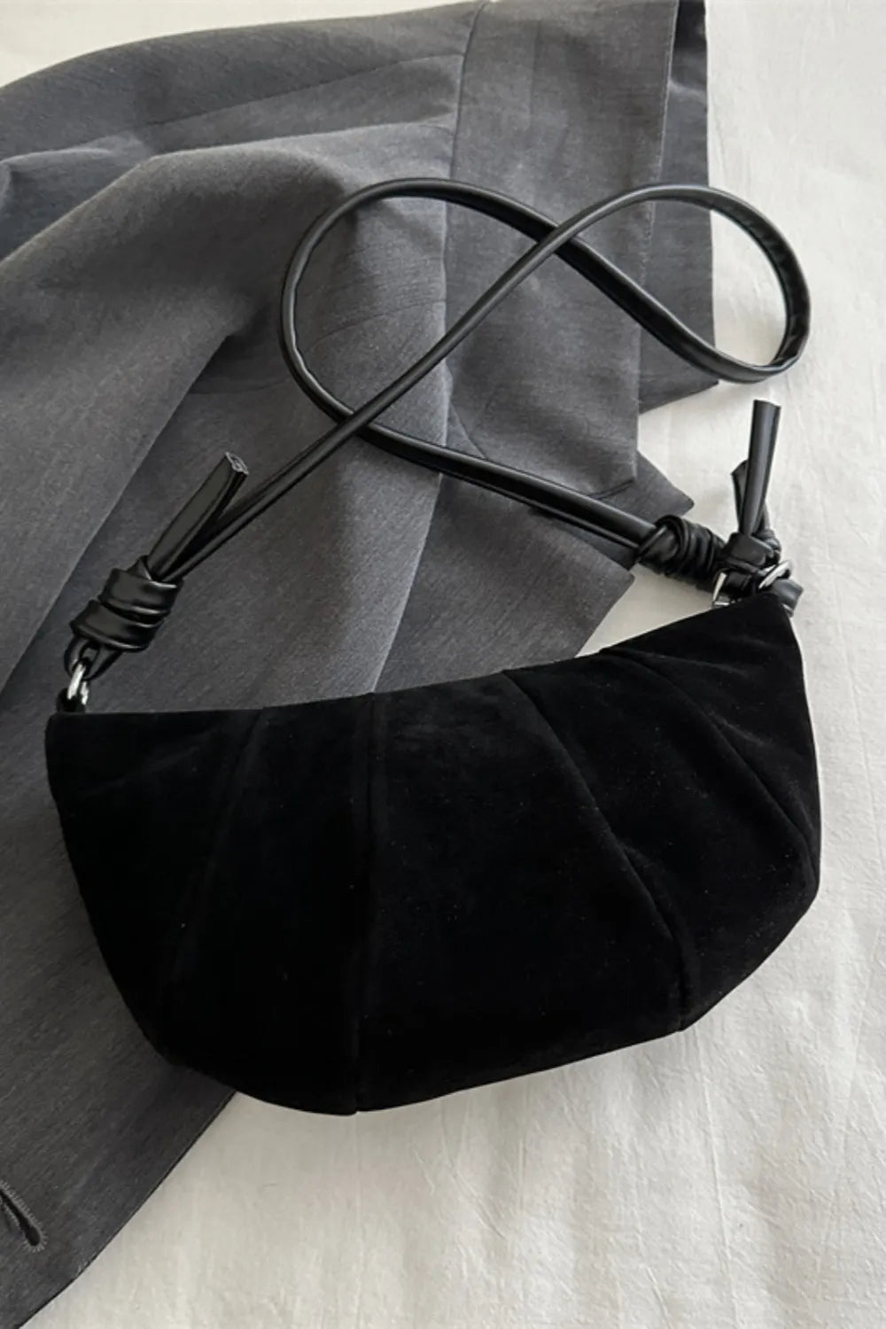 Fashorio Shoulder Bags Black / One Size Suede Croissant Shape Shoulder Bag
