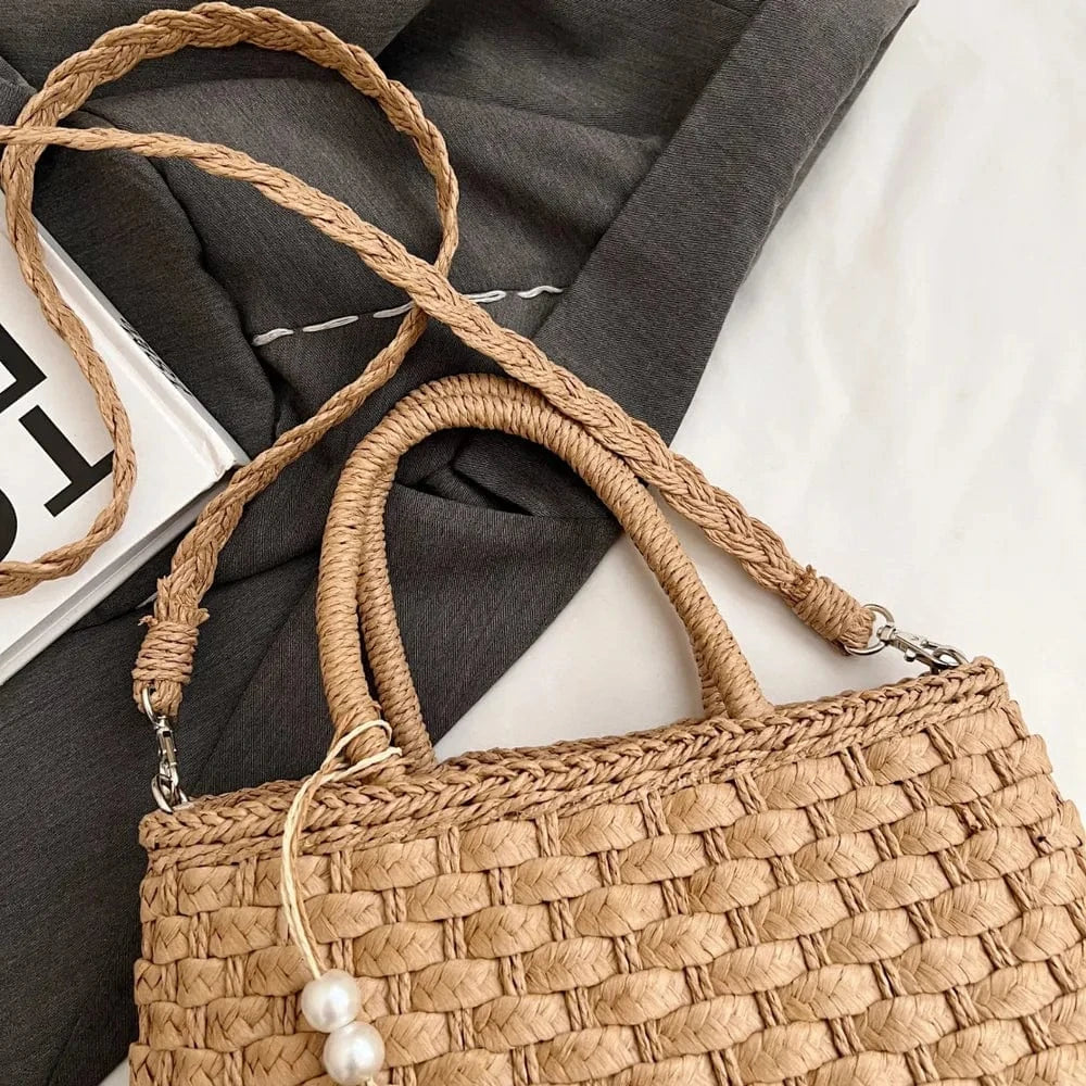 Fashorio Shoulder Bags Braided Strap Paper Weave Shoulder Bag
