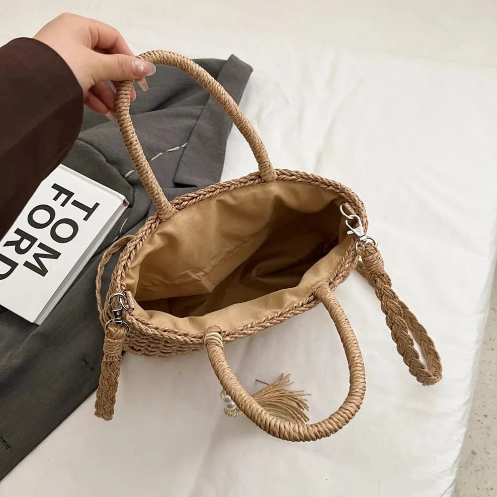 Fashorio Shoulder Bags Braided Strap Paper Weave Shoulder Bag