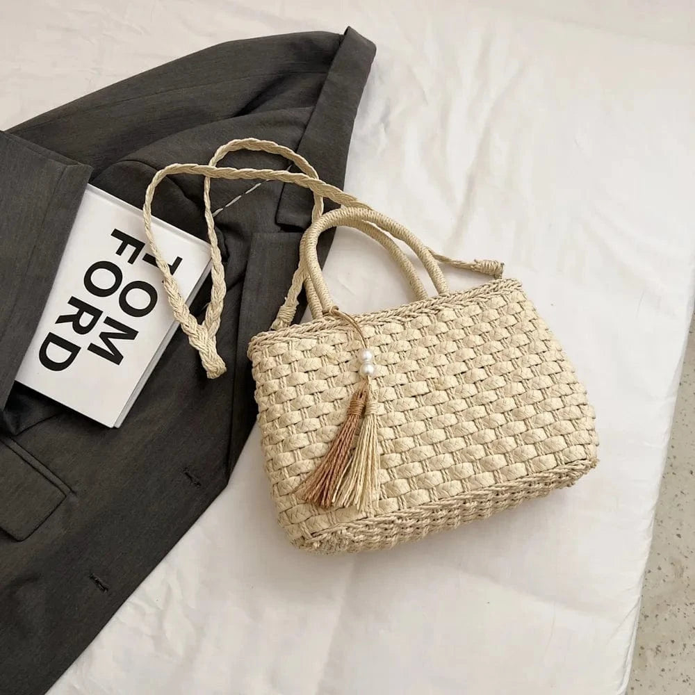 Fashorio Shoulder Bags Braided Strap Paper Weave Shoulder Bag