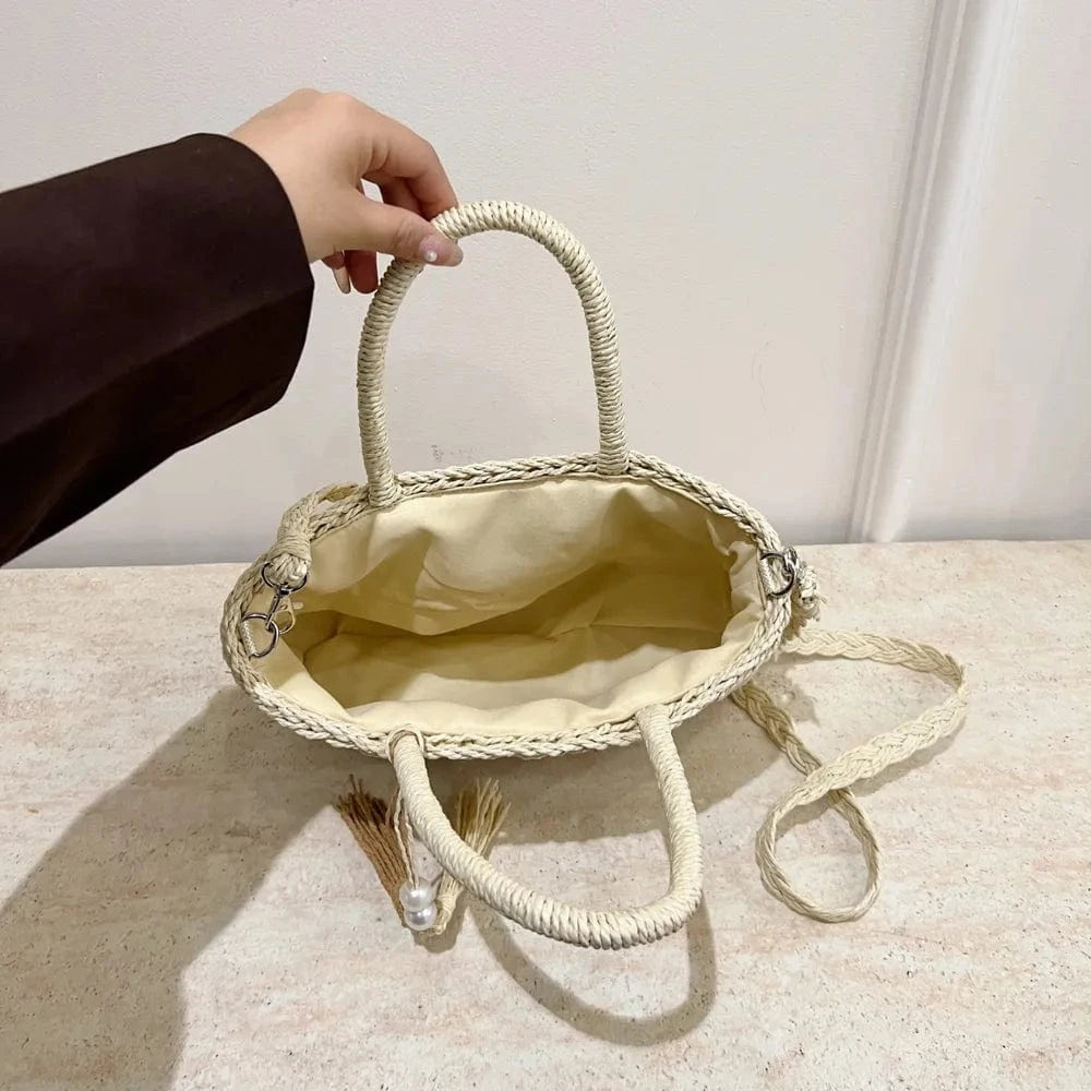 Fashorio Shoulder Bags Braided Strap Paper Weave Shoulder Bag