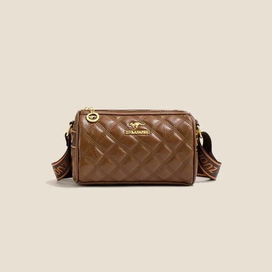 Adjustable Strap PU Leather Shoulder Bag Brown One Size - Fashorio