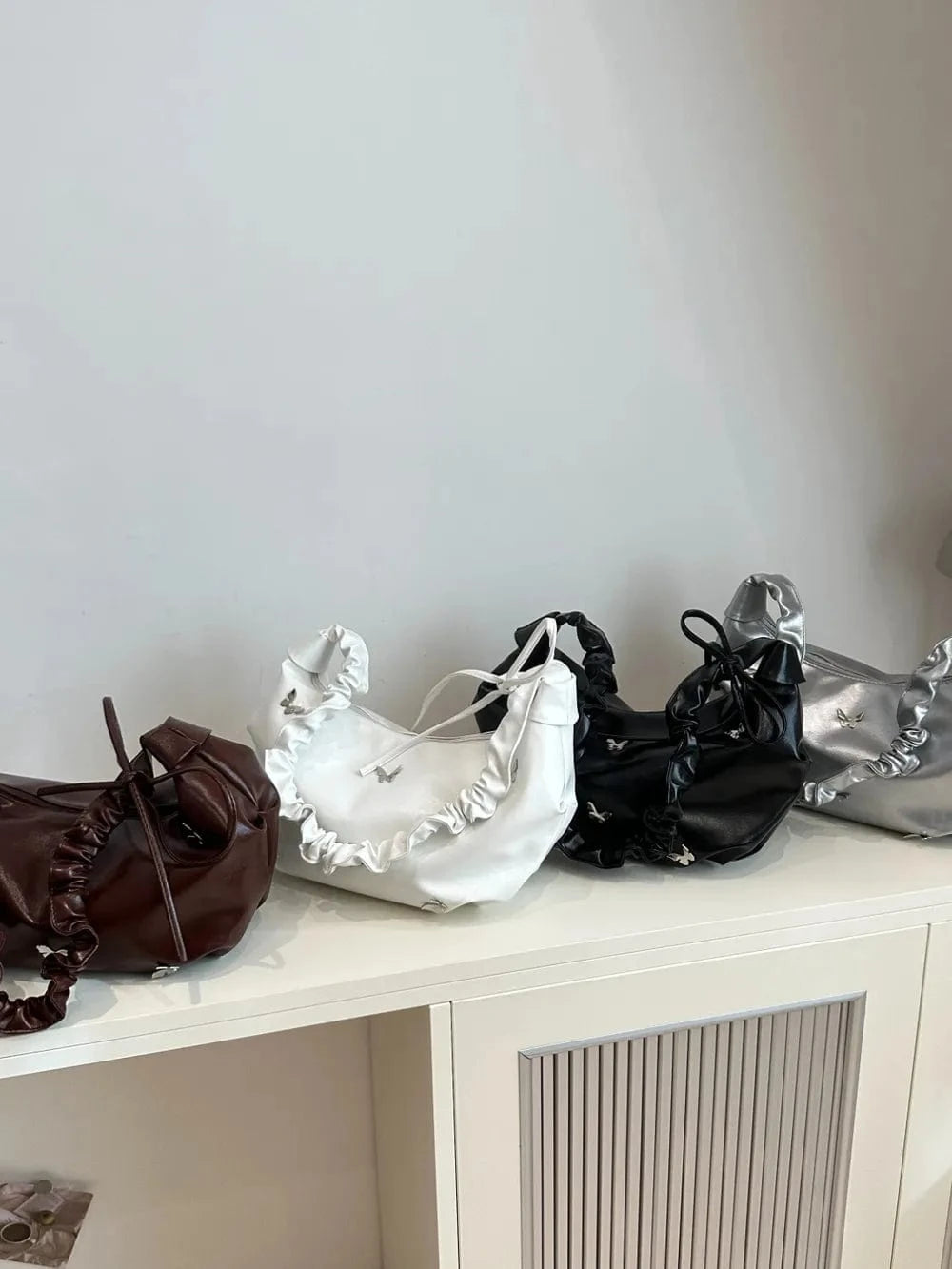 Fashorio Shoulder Bags Butterfly Ruched Strap Shoulder Bag