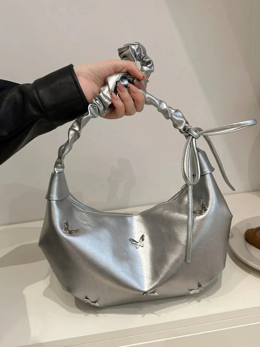 Fashorio Shoulder Bags Butterfly Ruched Strap Shoulder Bag