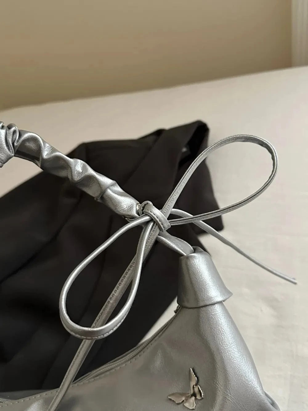 Fashorio Shoulder Bags Butterfly Ruched Strap Shoulder Bag