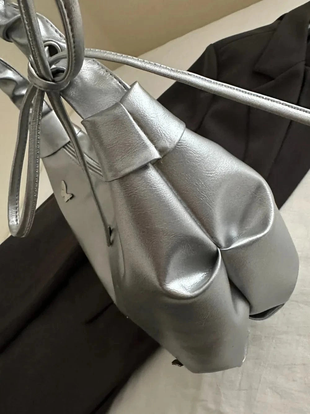 Fashorio Shoulder Bags Butterfly Ruched Strap Shoulder Bag