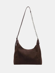 Fashorio Shoulder Bags Coffee Brown / One Size Suede Adjustable Strap Shoulder Bag
