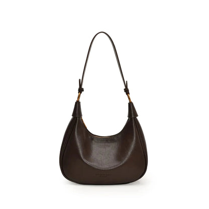 Curved Leather Shoulder Bag - Fashorio