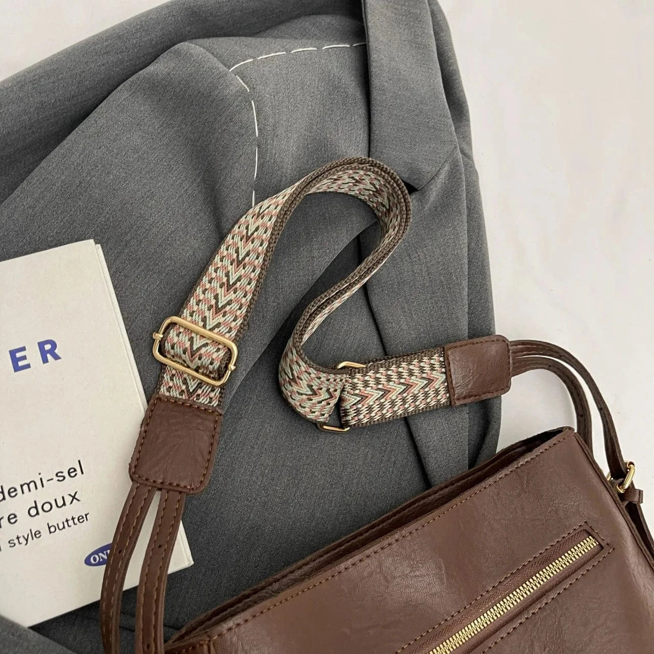 Fashorio Shoulder Bags PU Leather Adjustable Strap Shoulder Bag