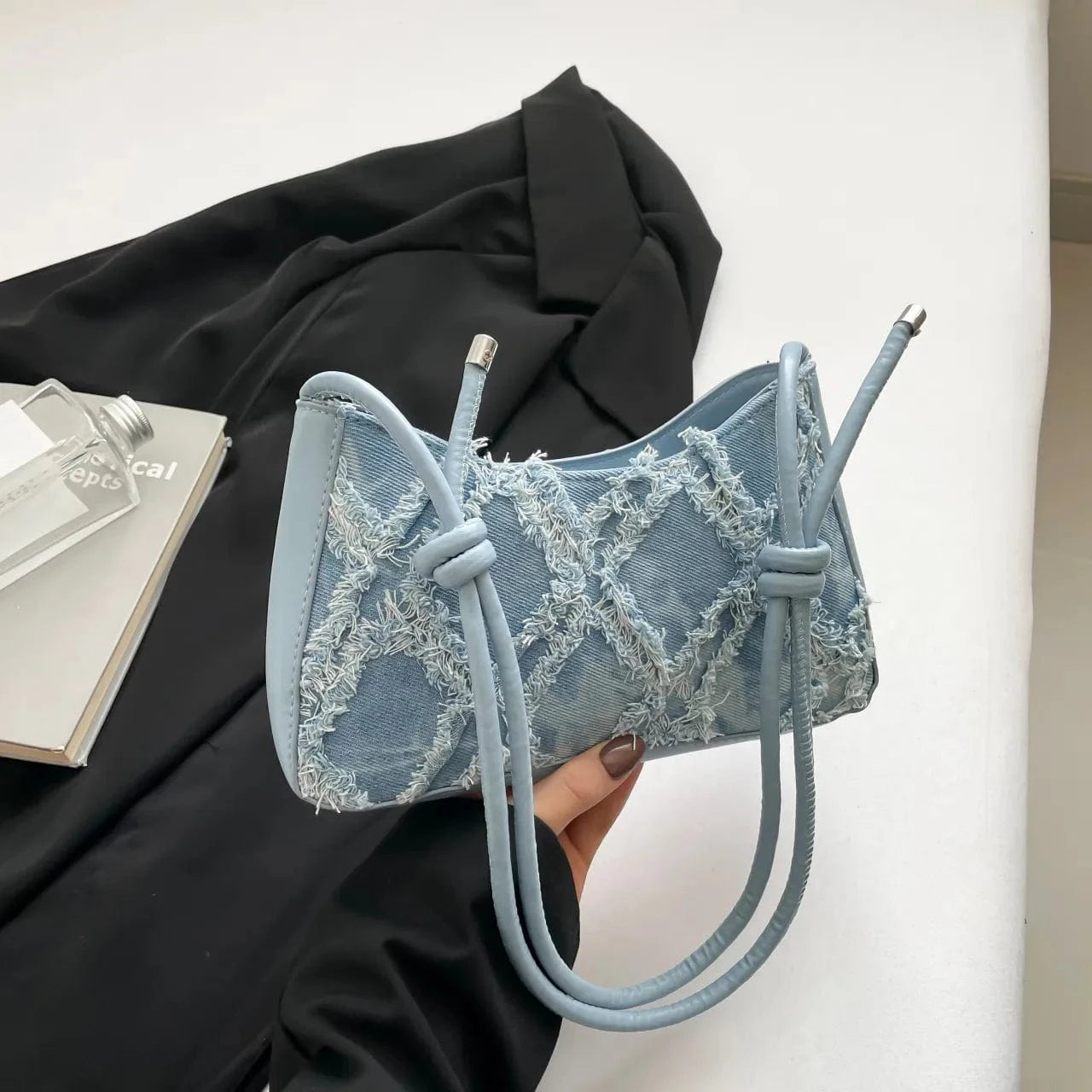 Fashorio Shoulder Bags Raw Hem Shoulder Bag