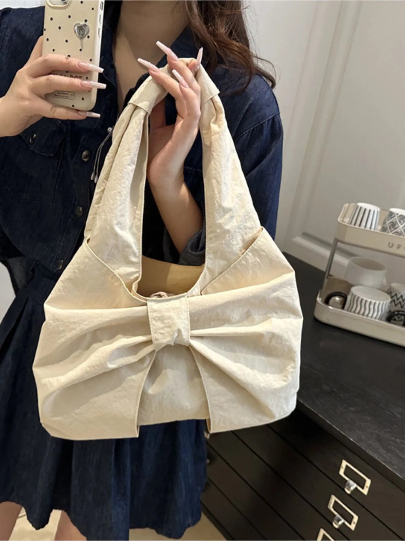 Fashorio Shoulder Bags Ruched Bow Shoulder Bag