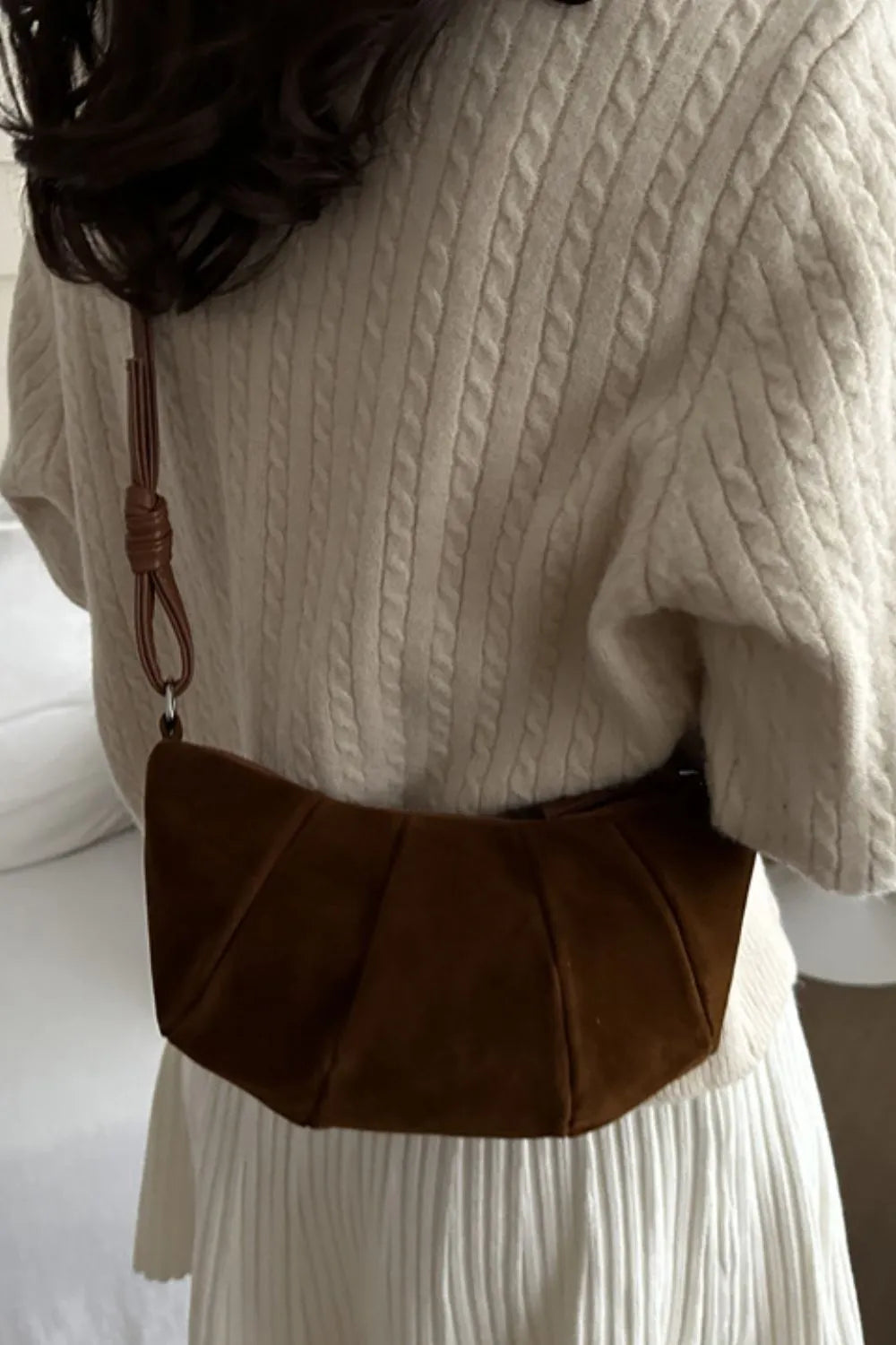 Fashorio Shoulder Bags Suede Croissant Shape Shoulder Bag