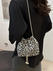Fashorio Shoulder Bags White / One Size Leopard Chain Bucket Bag