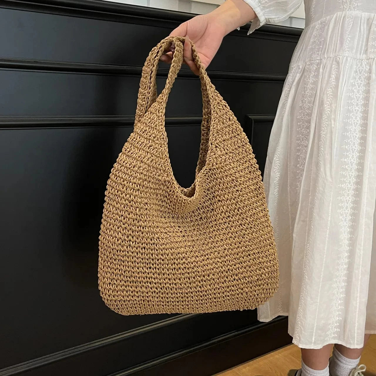 Fashorio Shoulder Bags Woven Straw Hobo Shoulder Bag
