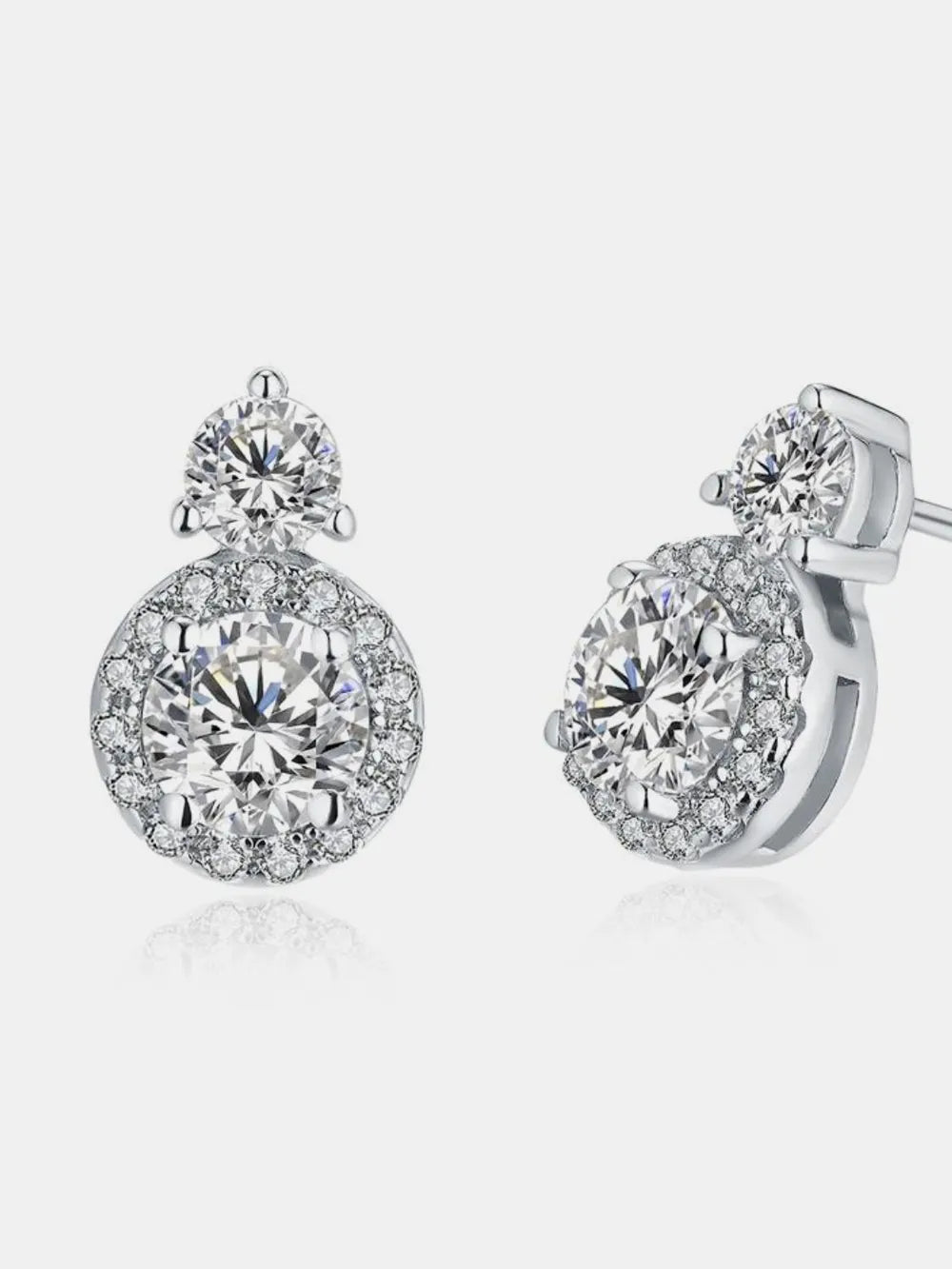 Fashorio Silver / One Size 1 Carat Moissanite 925 Sterling Silver Earrings