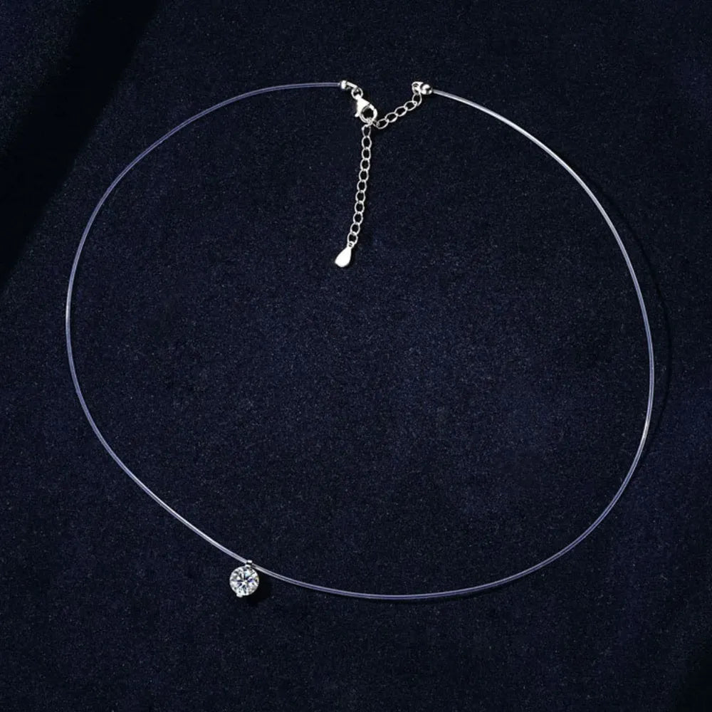 Fashorio Silver / One Size 1 Carat Moissanite 925 Sterling Silver Necklace