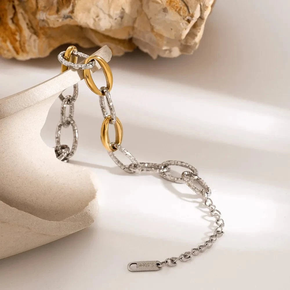 Fashorio Silver / One Size 18K Gold-Plated Stainless Steel Bracelet