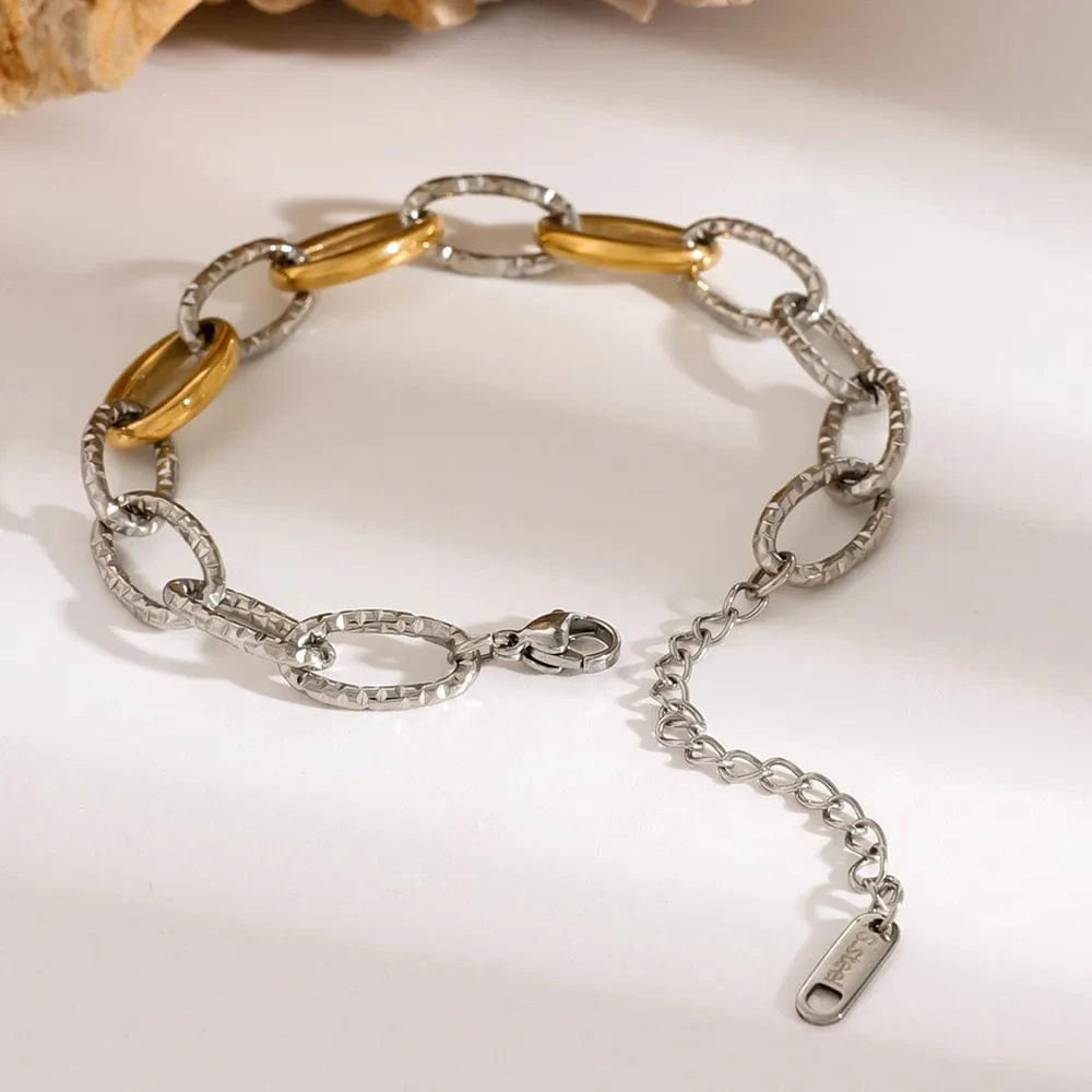 Fashorio Silver / One Size 18K Gold-Plated Stainless Steel Bracelet