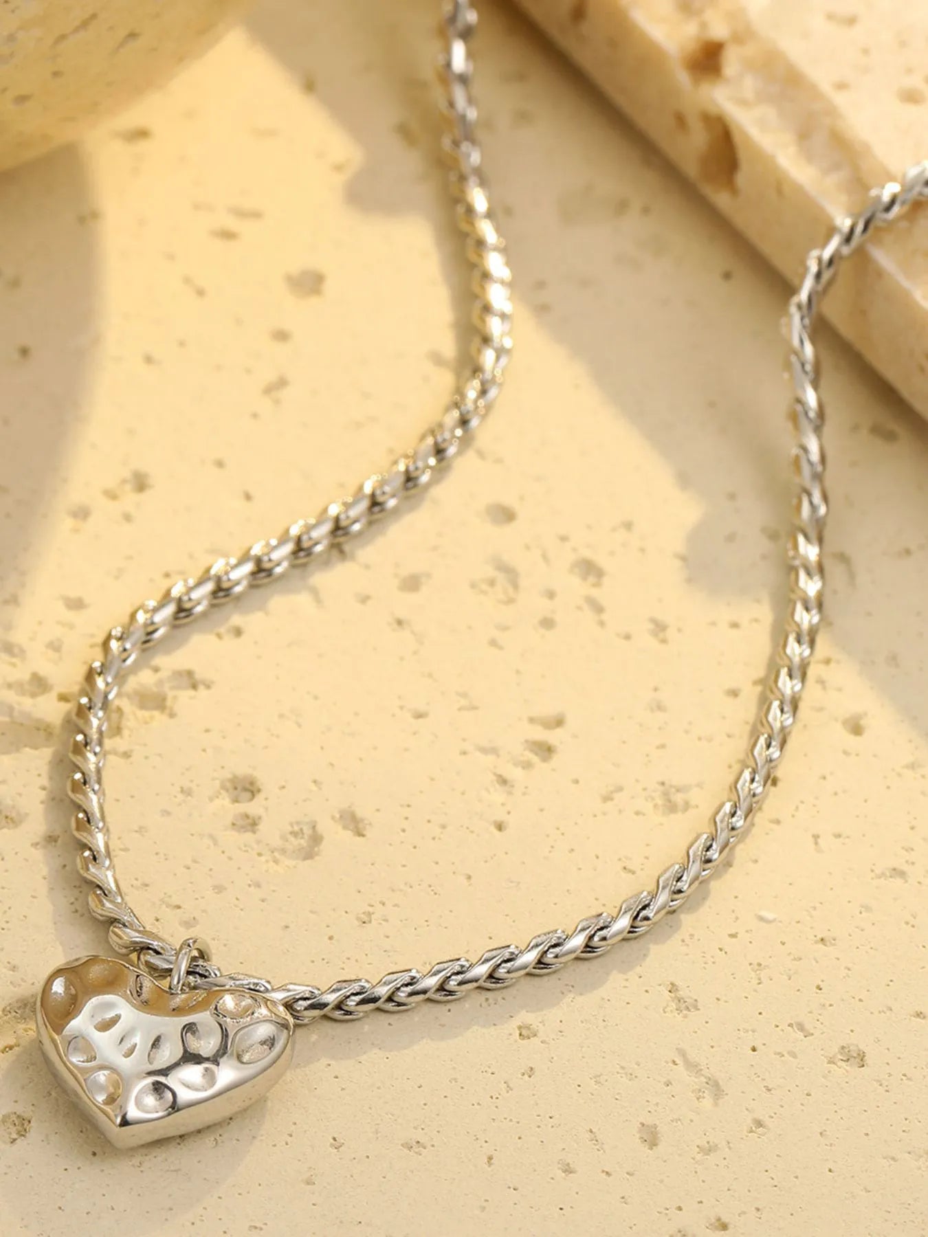 Fashorio Silver / One Size 18K Gold-Plated Stainless Steel Heart Pendant Necklace