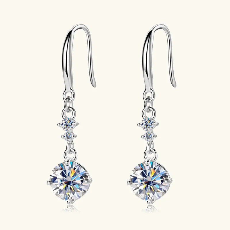 Fashorio Silver / One Size 2 Carat Moissanite 925 Sterling Silver Earrings