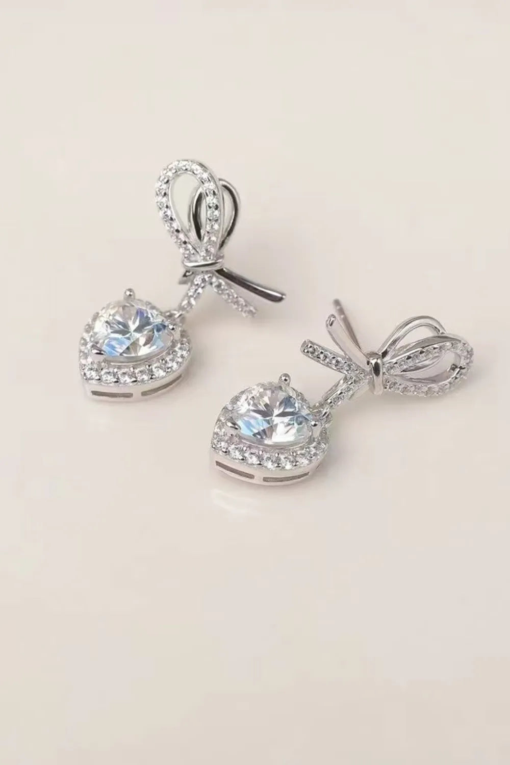 Fashorio Silver / One Size 2 Carat Moissanite 925 Sterling Silver Heart Earrings