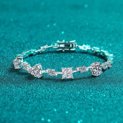 6.2 Carat Moissanite 925 Sterling Silver Bracelet Silver One Size - Fashorio