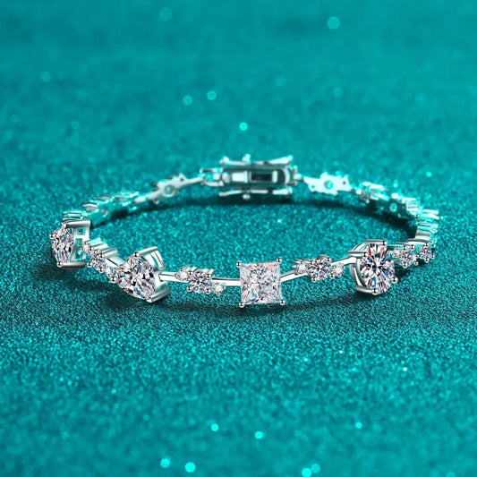 6.2 Carat Moissanite 925 Sterling Silver Bracelet Silver One Size - Fashorio