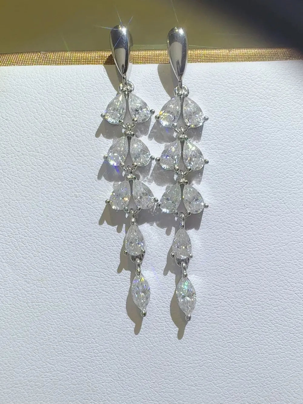 Fashorio Silver / One Size 6 Carat Moissanite 925 Sterling Silver Bar Earrings