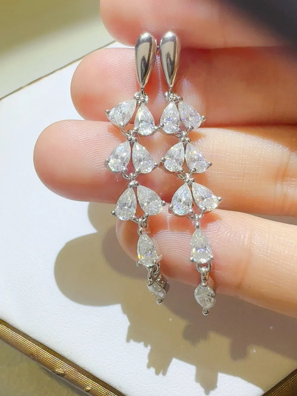 Fashorio Silver / One Size 6 Carat Moissanite 925 Sterling Silver Bar Earrings