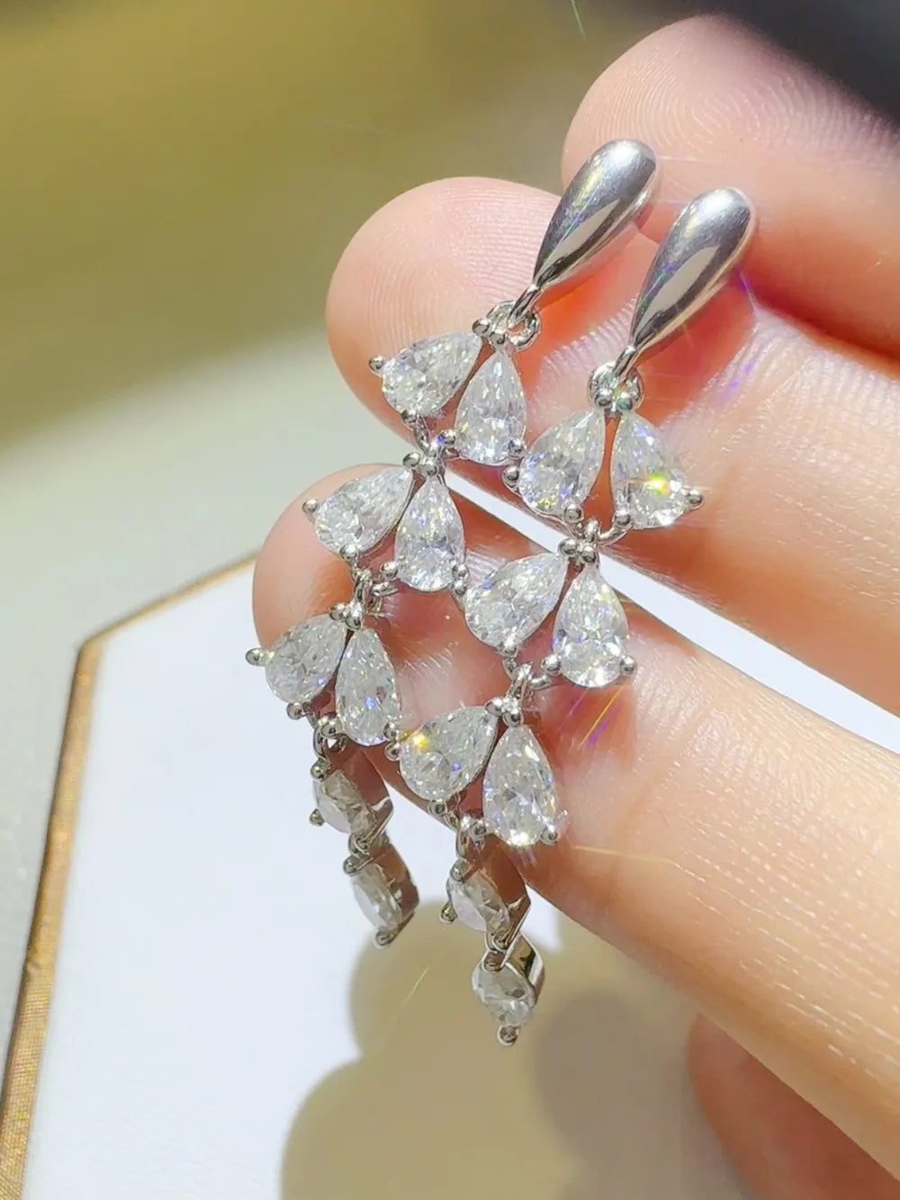 Fashorio Silver / One Size 6 Carat Moissanite 925 Sterling Silver Bar Earrings