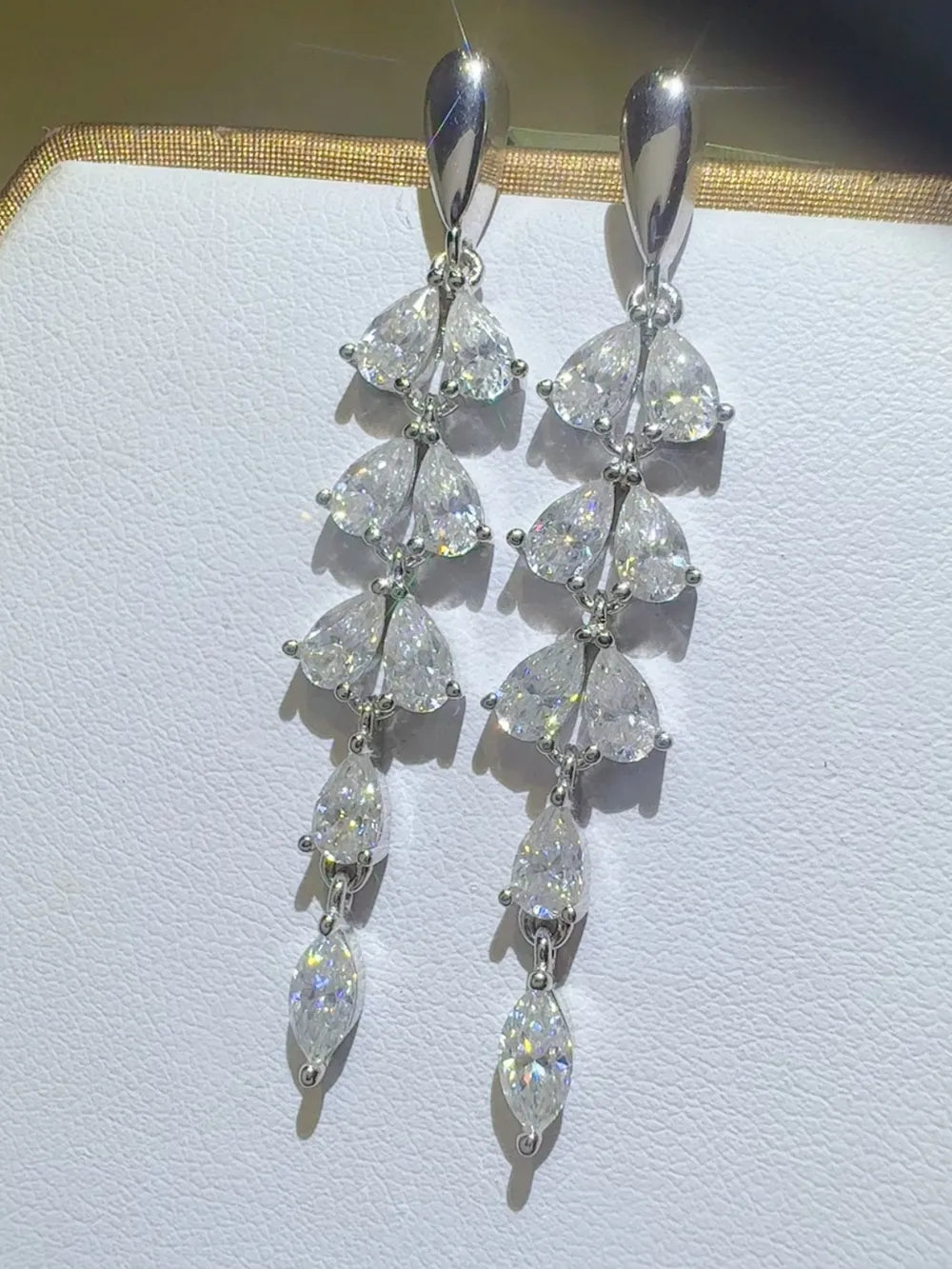 Fashorio Silver / One Size 6 Carat Moissanite 925 Sterling Silver Bar Earrings