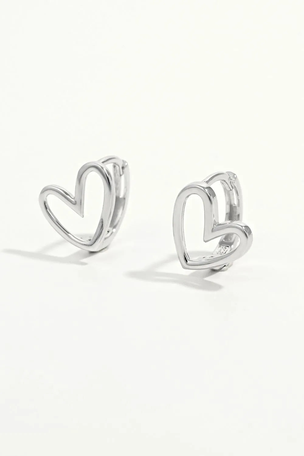 Fashorio Silver / One Size 925 Sterling Silver Heart Shape Earrings