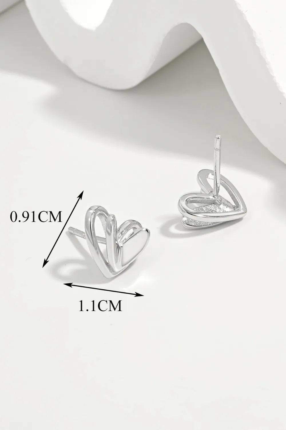 Fashorio Silver / One Size 925 Sterling Silver Heart Stud Earrings