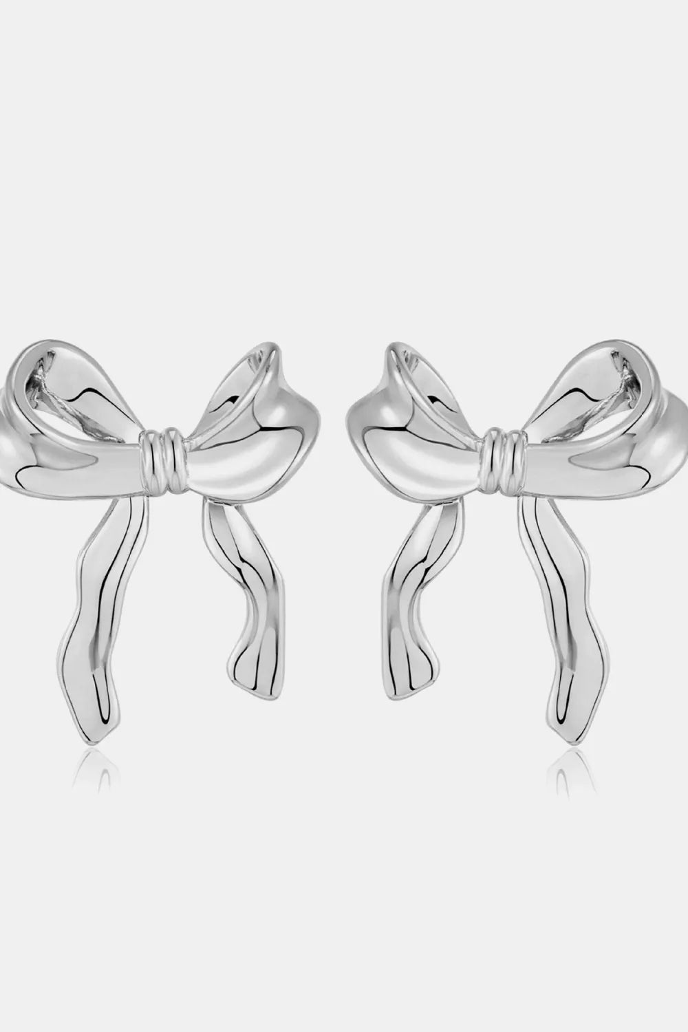 Fashorio Silver / One Size Brass Bow Stud Earrings