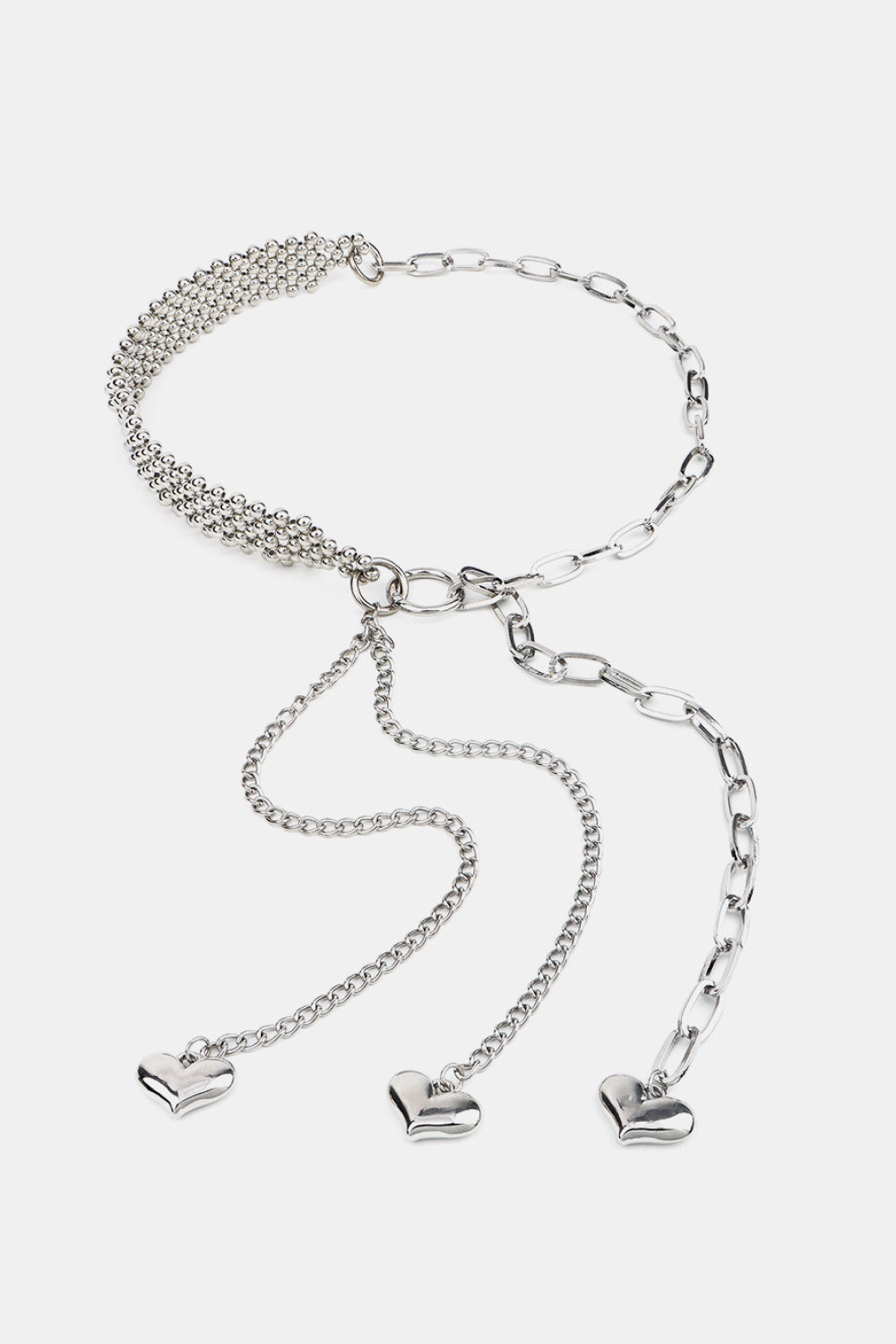 Fashorio Silver / One Size CCB Bead Heart Charm Belt